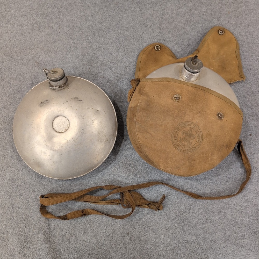 Vintage‎ Boy Scouts of America Aluminum Water Canteens Flask with Canvas Case